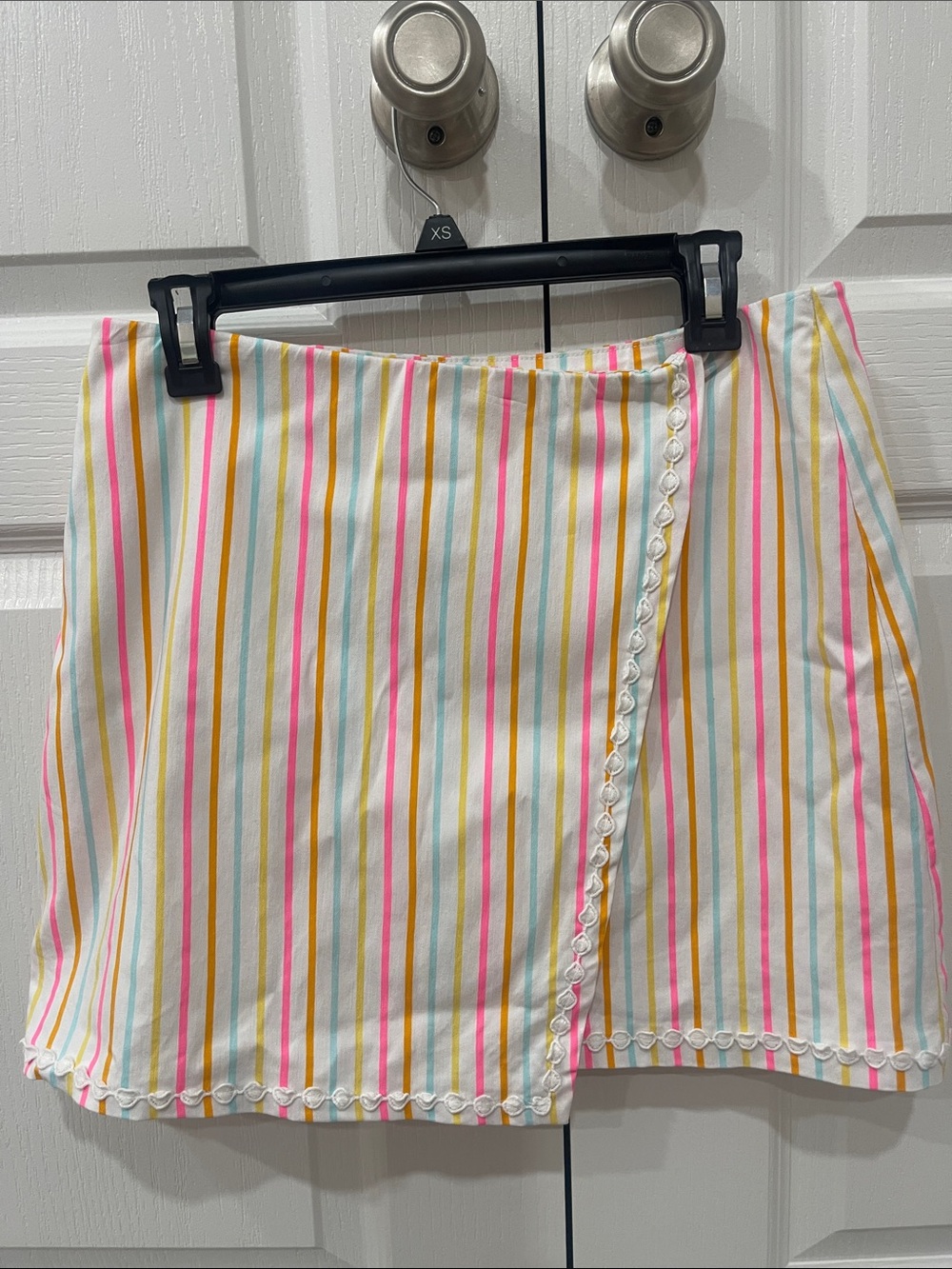 crown & ivy White Mini Skirt with Shorts underneath.Pink, Yellow & Blue Stripes - Picture 5 of 8